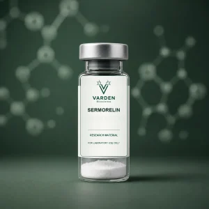 Varden Bioscience branded catalog representation for Sermorelin; actual primary vial is dispatched unlabeled